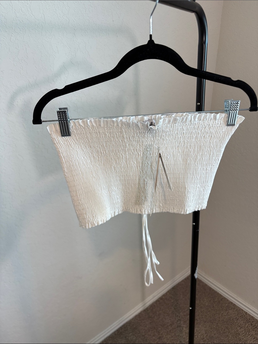 Anthropologie White Smocked Tube Top